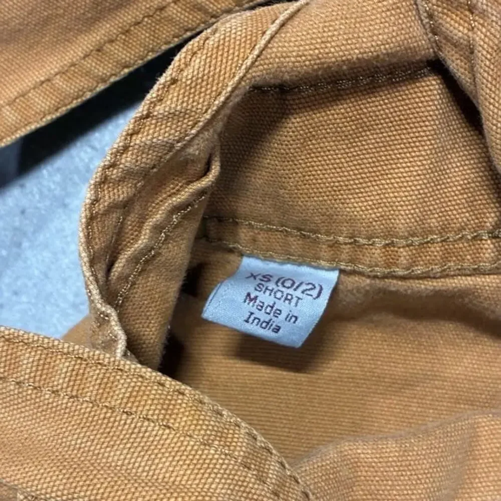 Carhartt Double Knee Overalls Womens XS Short Burnt Orange Raw Hem
